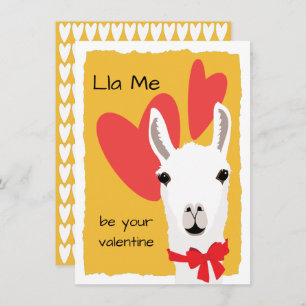 Llama Red Hearts Mustard-Lla Me Ihr Valentinstag Feiertagskarte
