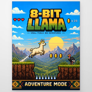 Llama, Retro-8-Bit-Pixel-Art Postkarte