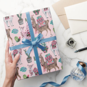 Llama   rosa   Schleifpapier Geschenkpapier
