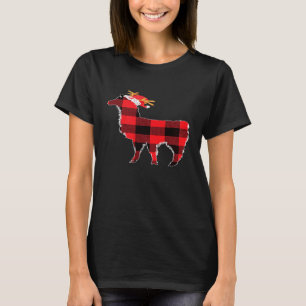 Llama Rot kariert passende Weihnachts-PJ-Familie T-Shirt