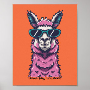 Llama sagt dir Rock Quirkische Pose in Sonnenbri Poster