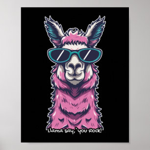 Llama sagt dir Rock   Quirkische Pose in Sonnenbri Poster