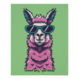 Llama sagt dir Rock   Quirkische Pose in Sonnenbri Poster