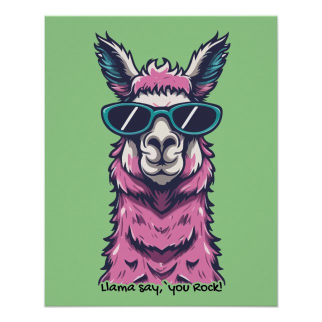 Llama sagt dir Rock | Quirkische Pose in Sonnenbri Poster (Vorderseite)