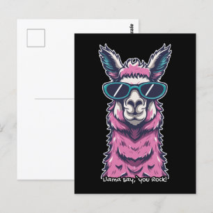 Llama sagt dir Rock Quirkische Pose in Sonnenbri Postkarte