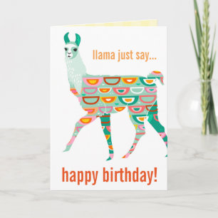 Llama sagt nur glücklich Geburtstag - Green Llama  Karte