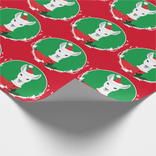Llama Santa Red Green Novelty Geschenkpapier