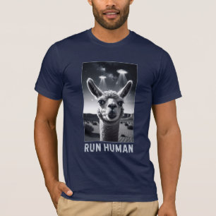 Llama Selfie UFO Fun Quirky Kunst T-Shirt