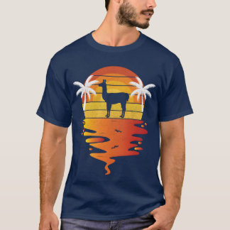 Llama-Shirt Retro-Sonnenuntergang 70er Jahre Vinta T-Shirt