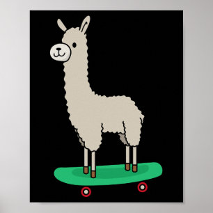 Llama Skateboard Lustiges Skateboarding Alpaka Lla Poster