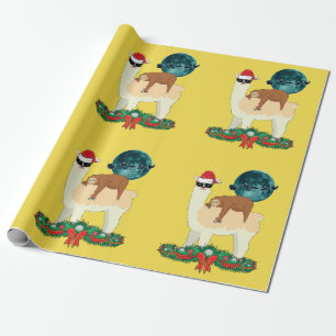 Llama Sloth Weihnachten Weihnachten Sleigh Silhoue Geschenkpapier