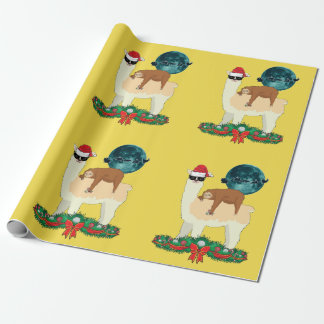 Llama Sloth Weihnachten Weihnachten Sleigh Silhoue Geschenkpapier
