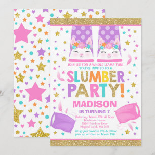 Llama Slumber Party Llama Birthday Einladung