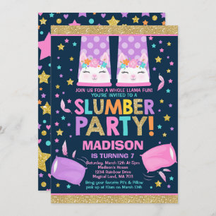 Llama Slumber Party Llama Zum Geburtstag Einladung