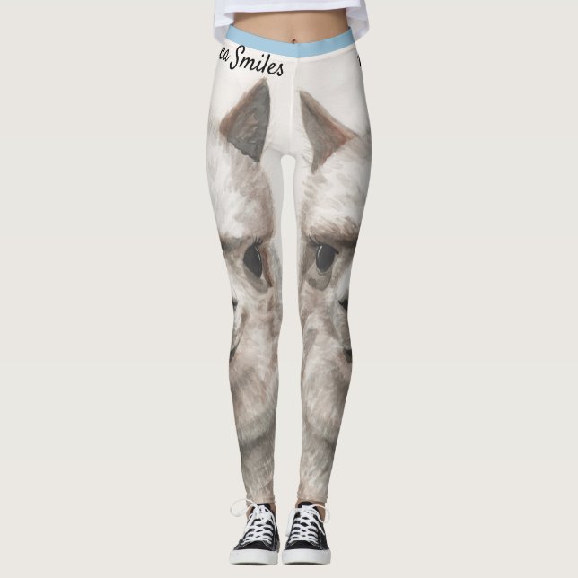 Llama Smiles Original Art Workout Leggings (Vorderseite)