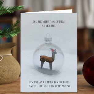 Llama Snow Bauble Funny Christmas Card Feiertagskarte