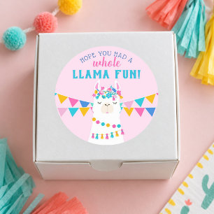 Llama-Spaß Geburtstagsfeier Mädchen Rosa Runder Aufkleber