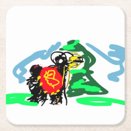 Llama Spaß   Rechteckiger Pappuntersetzer
