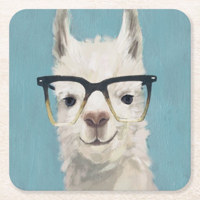 Llama Specs - Platz Rechteckiger Pappuntersetzer (Vorderseite)