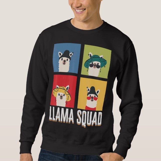 Llama Squad Animal Niedlich Hat Llama Sweatshirt (Vorderseite)