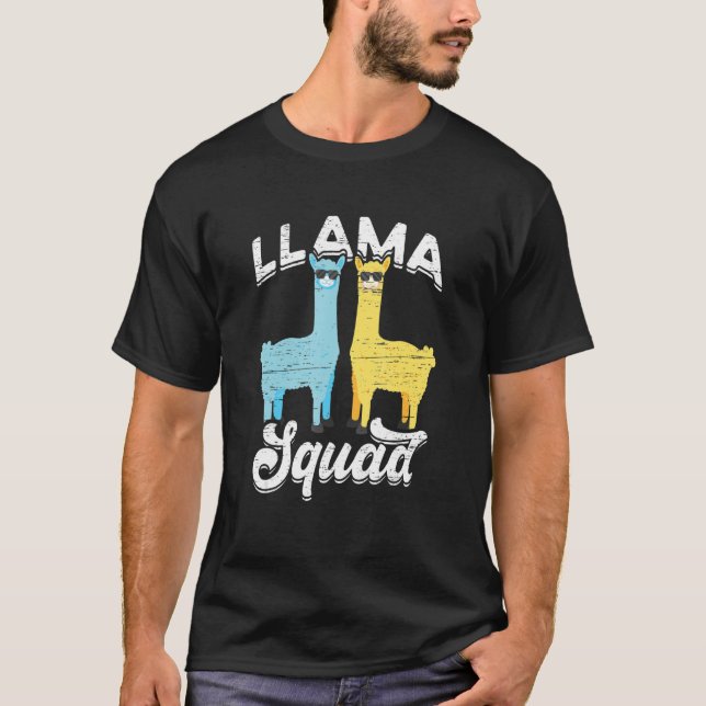 Llama Squad Coole Sonnenbrille T-Shirt (Vorderseite)