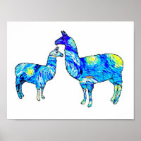 Llama Starry Night, Van Gogh, Poster