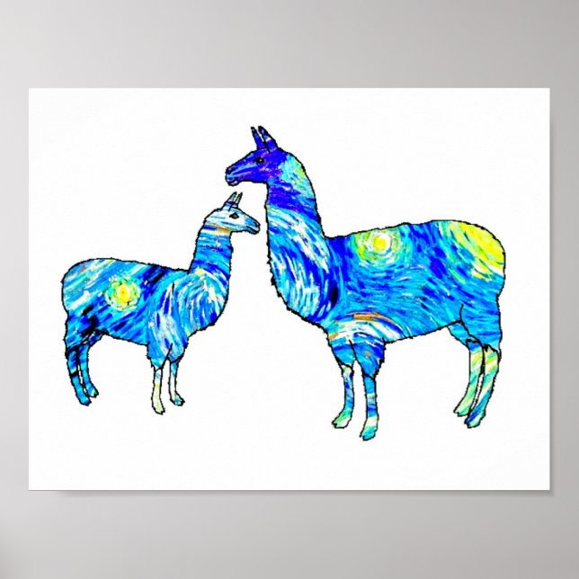 Llama Starry Night, Van Gogh, Poster (Vorne)
