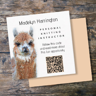 Llama Stricklehrer QR-Code Quadratische Visitenkarte