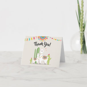 Llama Thank you card Fiesta Cactus Alpaca Shower Dankeskarte