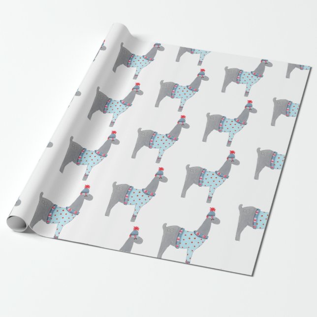Llama thematisiert Weihnachten Geschenkpapier (Ungerollt)