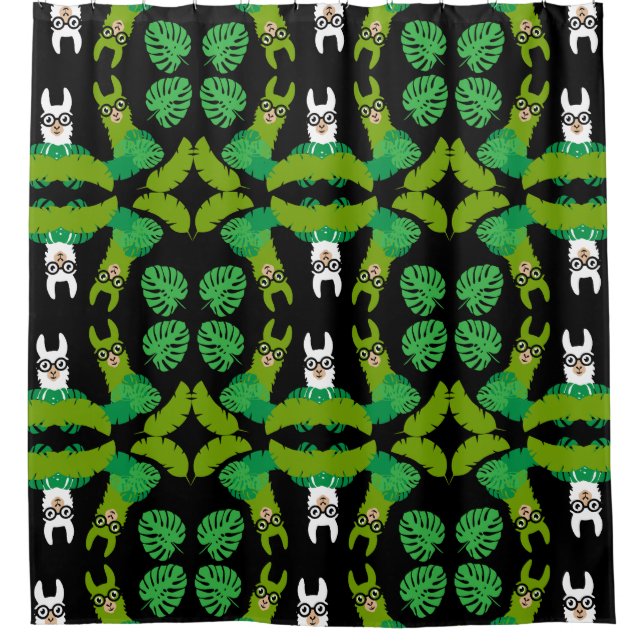 Llama Themed Print Duschvorhang (Vorderseite)