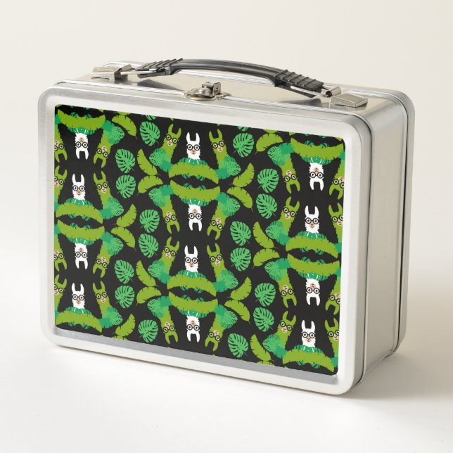 Llama Themed Print Metall Brotdose (Vorderseite)