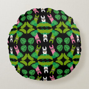 Llama Themed Print Rundes Kissen