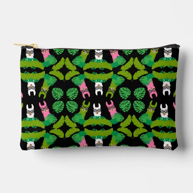 Llama Themed Print Zubehörtasche (Vorderseite)