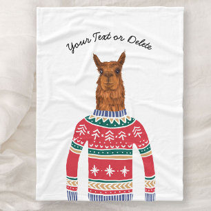 Llama Tragend Funny Ugly Christmas Nordic Sweater Fleecedecke