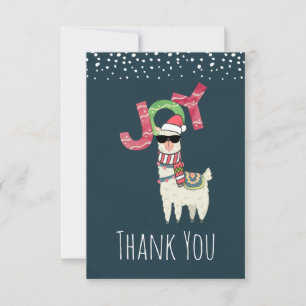Llama trägt eine Weihnachtsmannmütze und Sonnenbri Dankeskarte