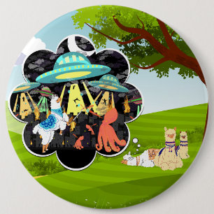 Llama Träume Fantasy Lama Tintenfisch epische Kamp Button