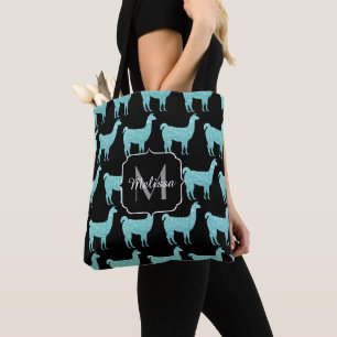 Llama Türkis Glitter Funkeln Muster Monogramm