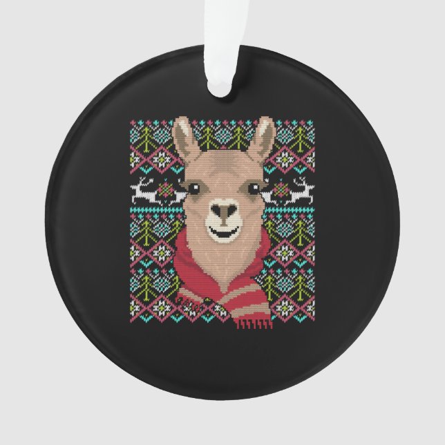 Llama Ugly Christmas Ornament (Vorderseite)