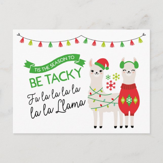 Llama Ugly Sweater Christmas Postcard Postkarte (Vorderseite)