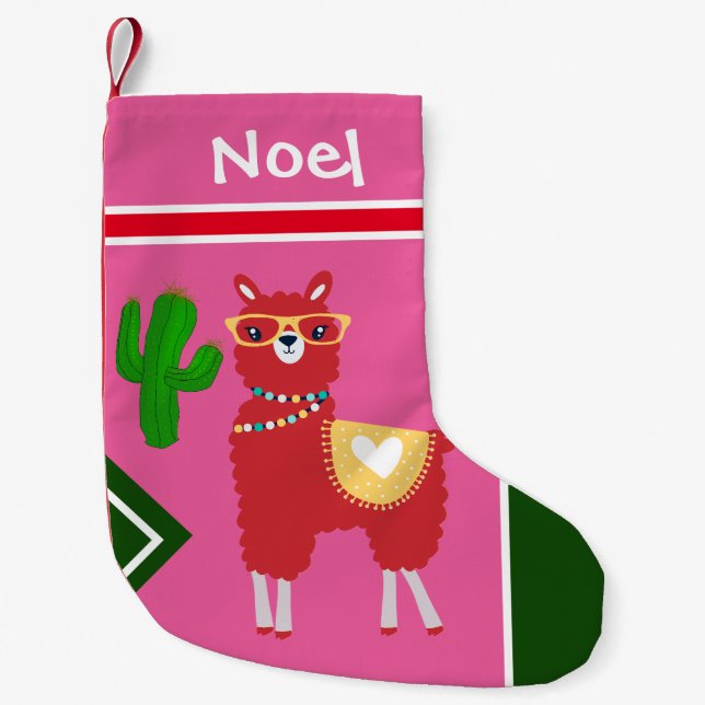 Llama und Cactus Art    - personalisieren Kleiner Weihnachtsstrumpf (Vorderseite)