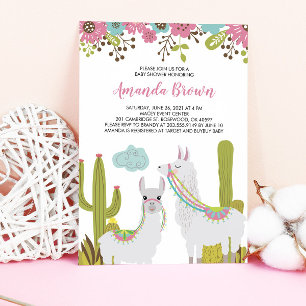 Llama und Cactus Fiesta Baby Shower Einladung