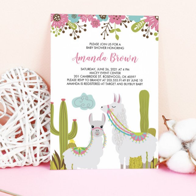 Llama und Cactus Fiesta Baby Shower Einladung (Von Creator hochgeladen)