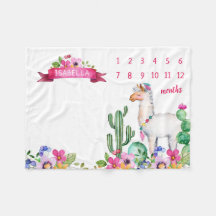 Llama und Cactus Floral Baby Name Milestone Foto