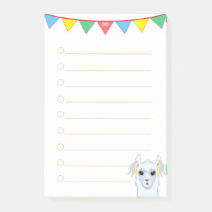 Llama und mehrfarbige Bänder To-Do-Liste liniert Post-it Klebezettel