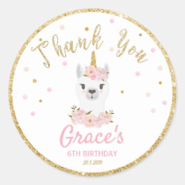 Llama Unicorn danke Ihnen, dass Sie das Gastgesche Runder Aufkleber