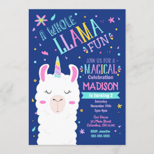 Llama Unicorn Geburtstag Einladung Magisches Party