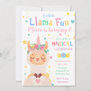 Llama Unicorn Magical Party Kindergeburtstag Einladung