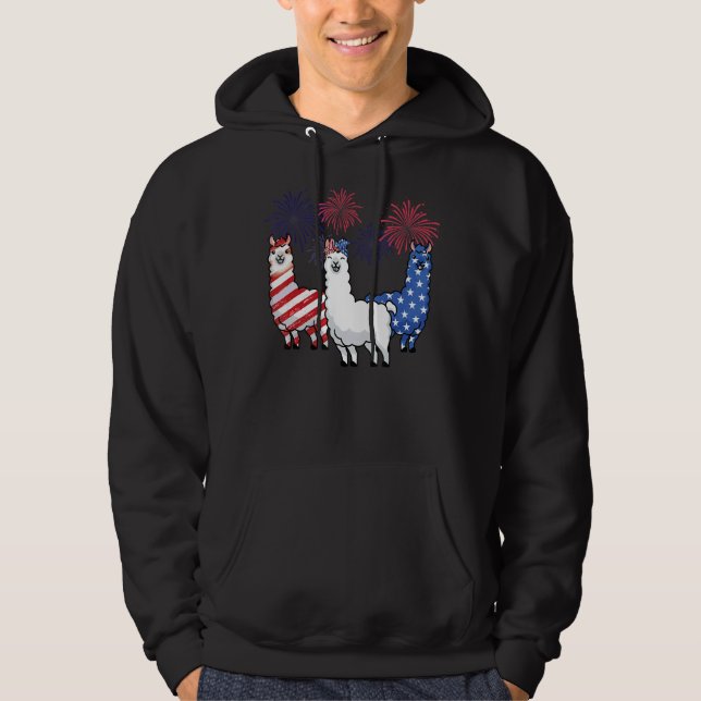 Llama USA Flag 4. Juli Feuerwerk Patri Hoodie (Vorderseite)