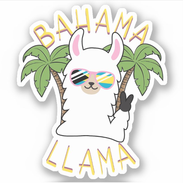 Llama Vacation Bahamas Sticker Cruise Bahamian (Vorderseite)
